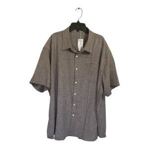 Coofandy Shirt Mens Size XL Brown Linen Blend Short Sleeve Button Down Lightweig